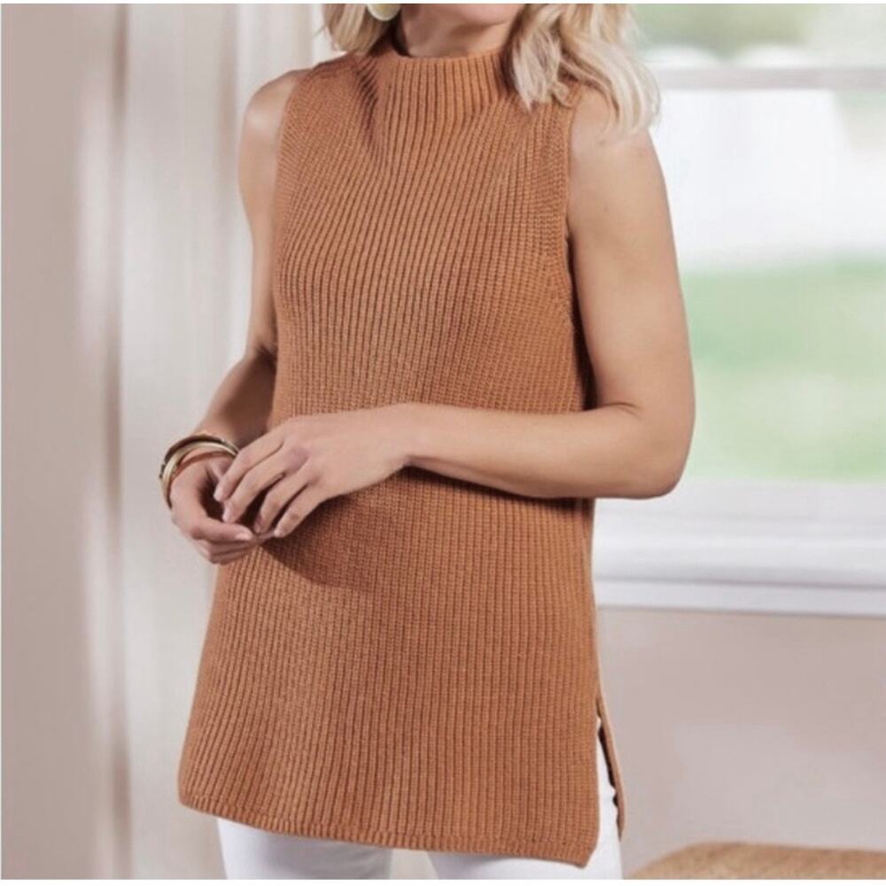 Soft Surroundings Martina Sleeveless Sweater in Natural Tan Size XS